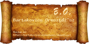 Bartakovics Oresztész névjegykártya